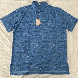 Peter Millar Summer Comfort Golf Polo | Men’s XL | New - Blue Pattern